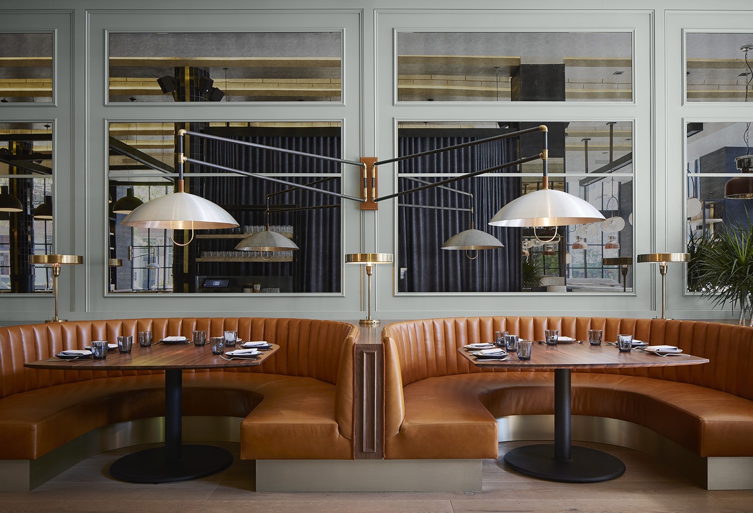 elevate a modern restaurant with leather booths