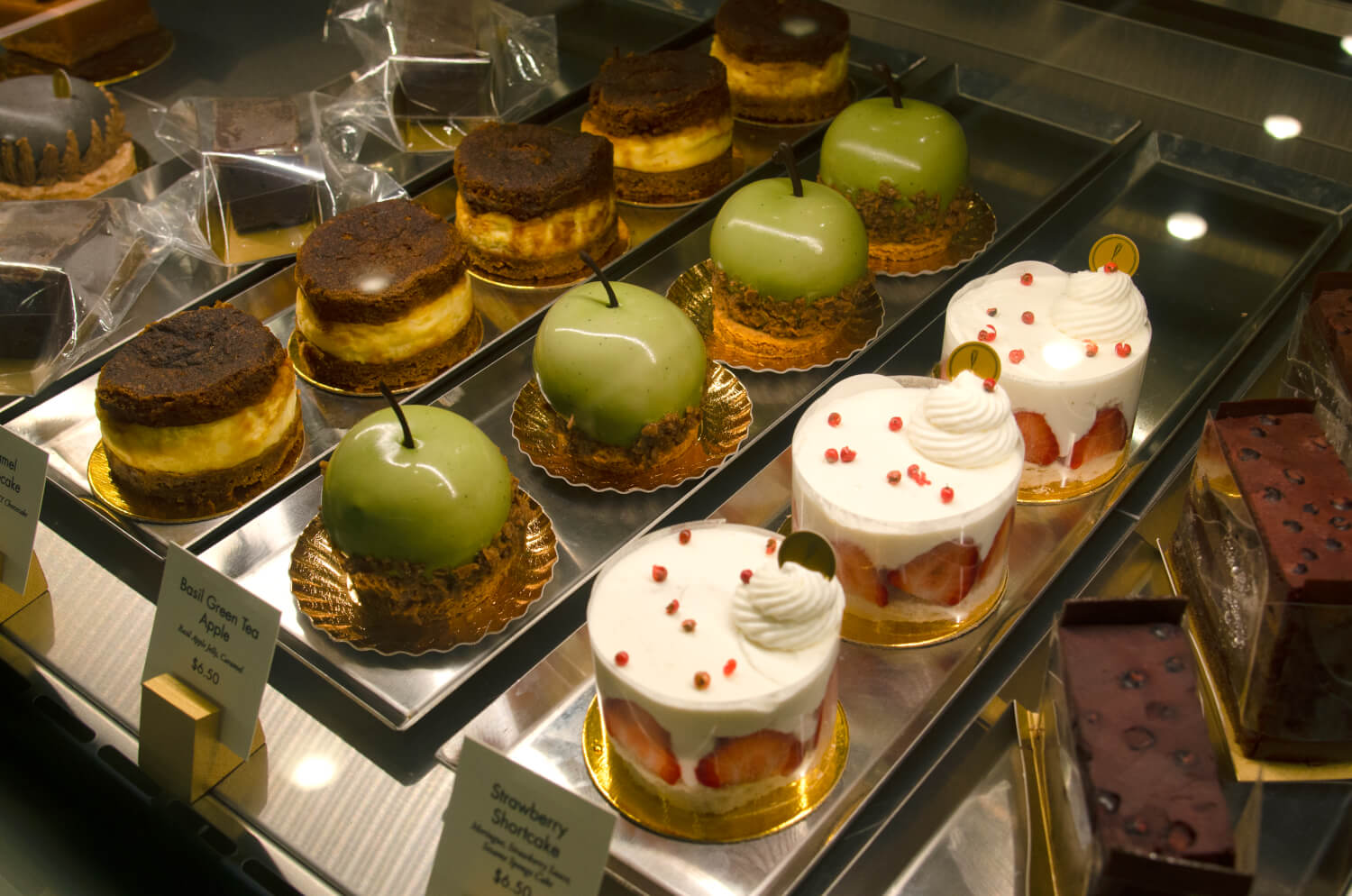 Japanese Strawberry, Apple, and Chocolate desserts in Patisserie Fouet